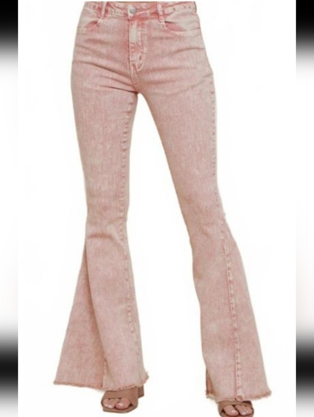 Wysteria Lane Acid Wash Pink Bell Bottom Jeans Medium 8